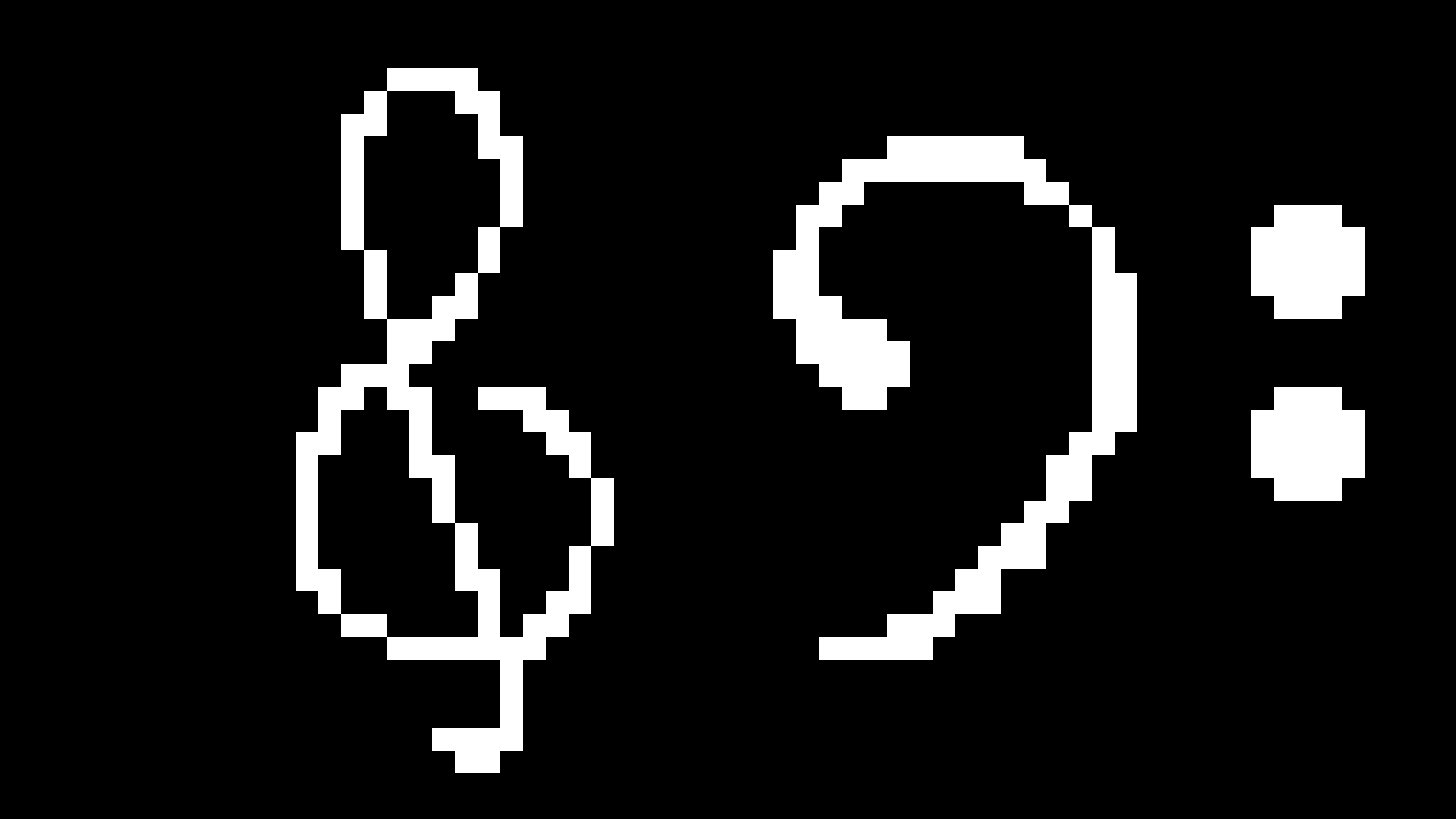 Pixel art of music clefs